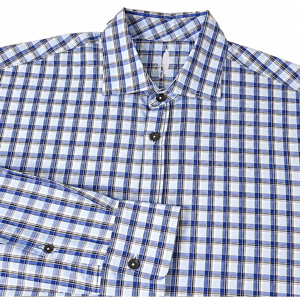 Johnnie-O Men's Blue Stretch Featherweight Long Sleeve Dress Shirt M